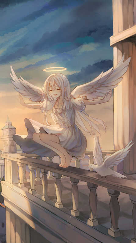 Mobile wallpaper: Anime, Angel, 1344381 download the picture for free.